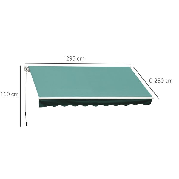 3x2.5 M Manual Retractable Awning - Dark Green