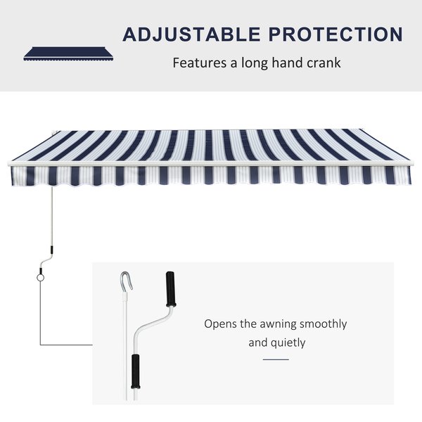 3.5x2.5 M Manual Retractable Awning -  Blue/White Stripes