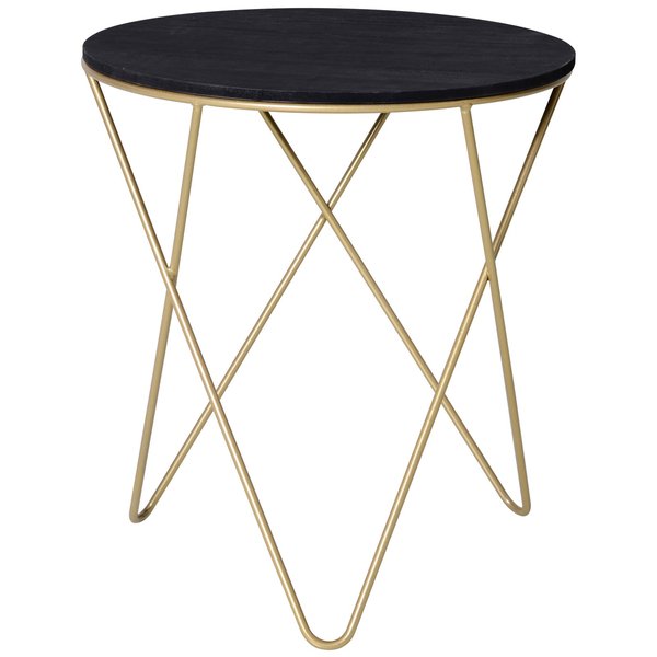 Metal Base Side Table MDF Surface Lift-Top - Black/Gold