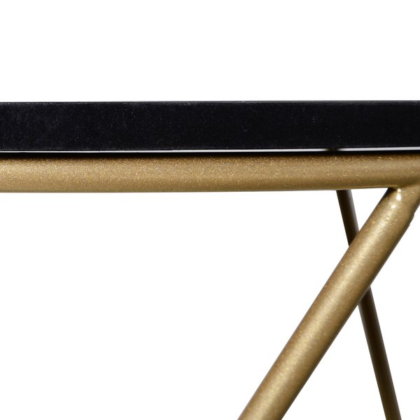 Metal Base Side Table MDF Surface Lift-Top - Black/Gold