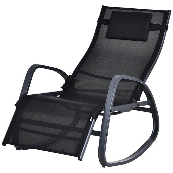 Rocking Patio Chair W/ Pillow - Black