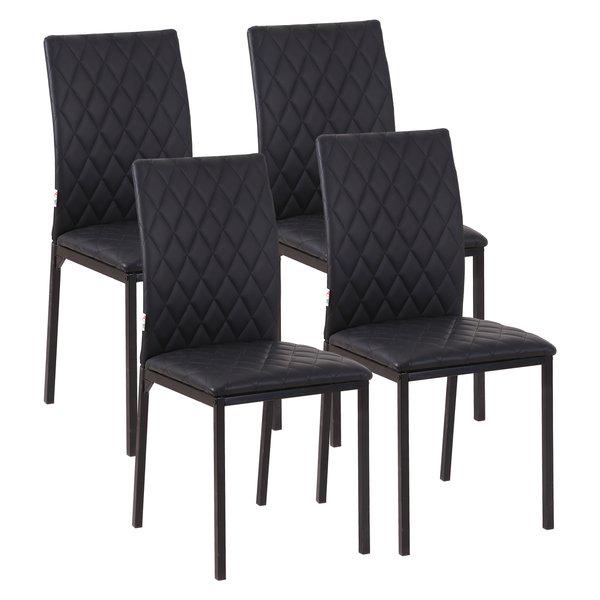 Modern Dining Chairs Faux Leather Accent For Kitchen, Set Of 4 - Black