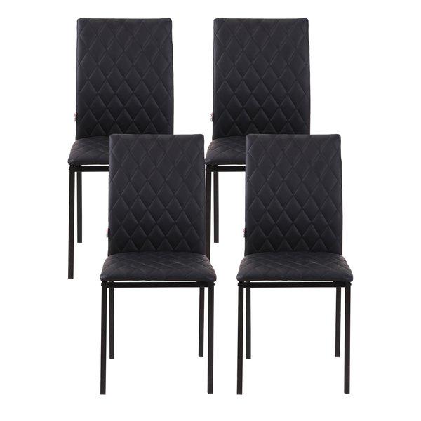 Modern Dining Chairs Faux Leather Accent For Kitchen, Set Of 4 - Black