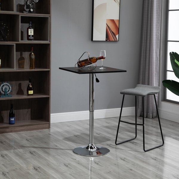 Modern Height Adjustable Bar With Square Tabletop And Metal Base Home Pub