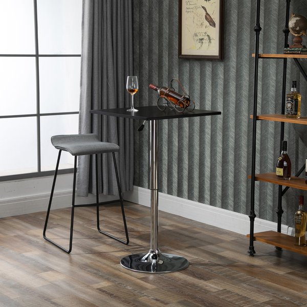Modern Height Adjustable Bar With Square Tabletop And Metal Base Home Pub