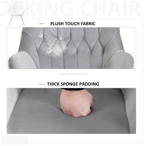 Modern Rocker With Steel Frame Sponge Padding For Home Office - Grey