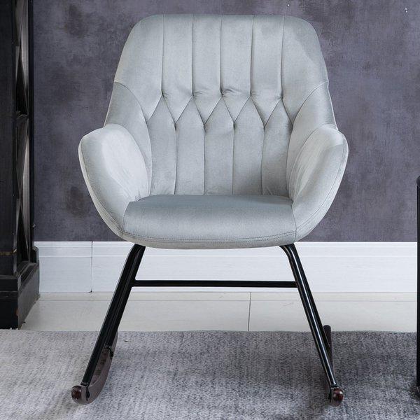 Modern Rocker With Steel Frame Sponge Padding For Home Office - Grey