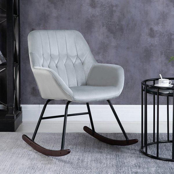 Modern Rocker With Steel Frame Sponge Padding For Home Office - Grey