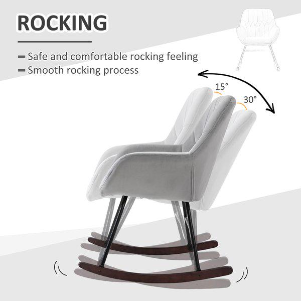 Modern Rocker With Steel Frame Sponge Padding For Home Office - Grey