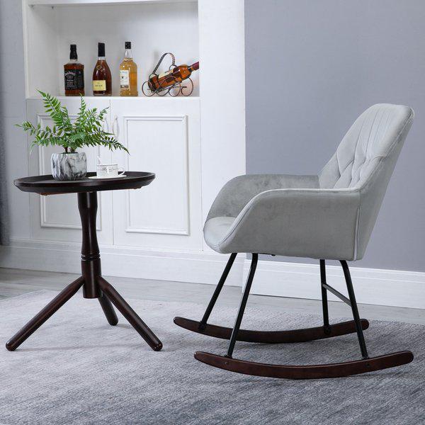 Modern Rocker With Steel Frame Sponge Padding For Home Office - Grey