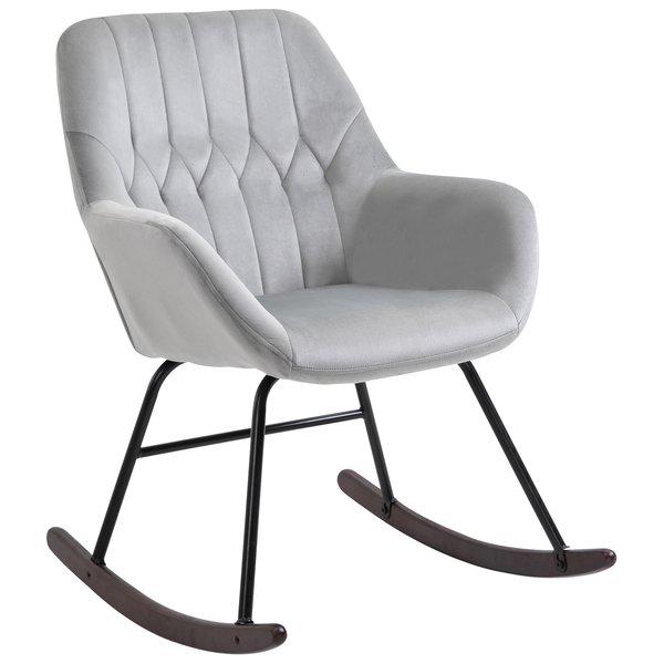 Modern Rocker With Steel Frame Sponge Padding For Home Office - Grey