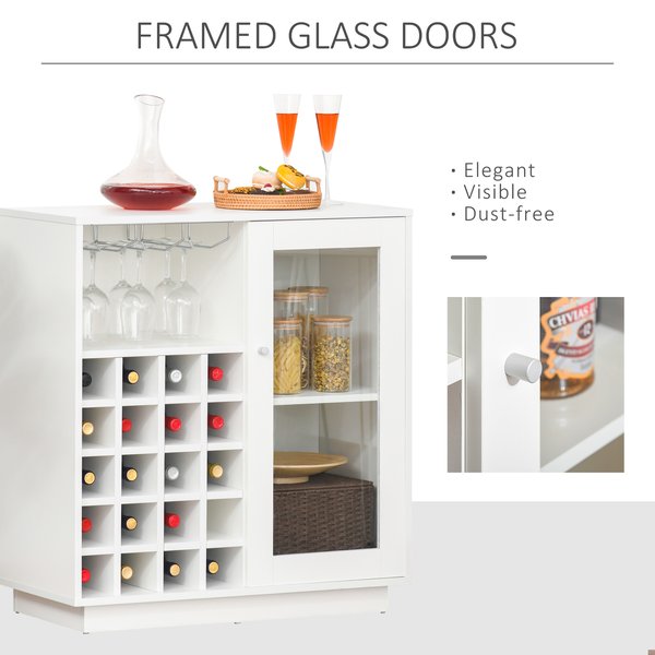 Modern Sideboard Wine Cabinet Cupboard With Glass Holder And 20-Bottle Rack