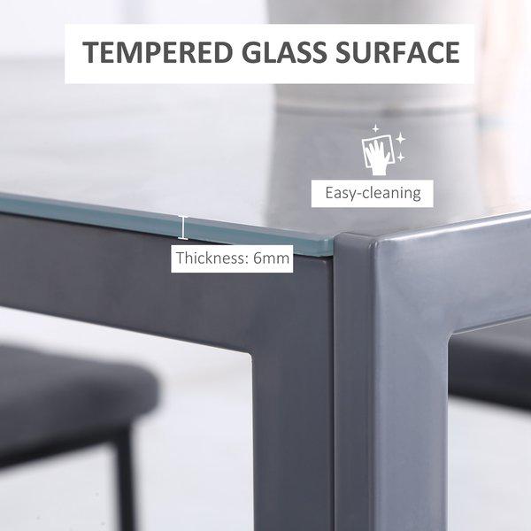 Modern Square Dining Table With Glass Top And Metal Legs For Room
