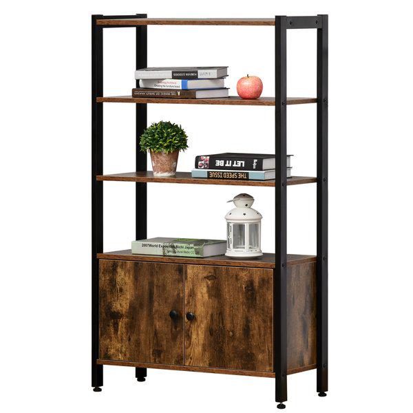 Multifunctional Bookshelf Storage Cabinet Bookcase W/ Display Shelves And Cupboard