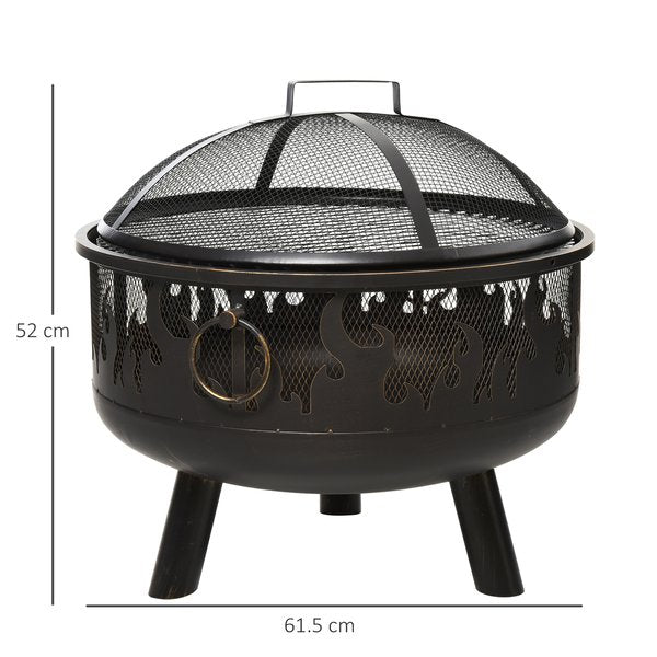 Fire Pit With Grill Cooking Grate W/ Cover Poker