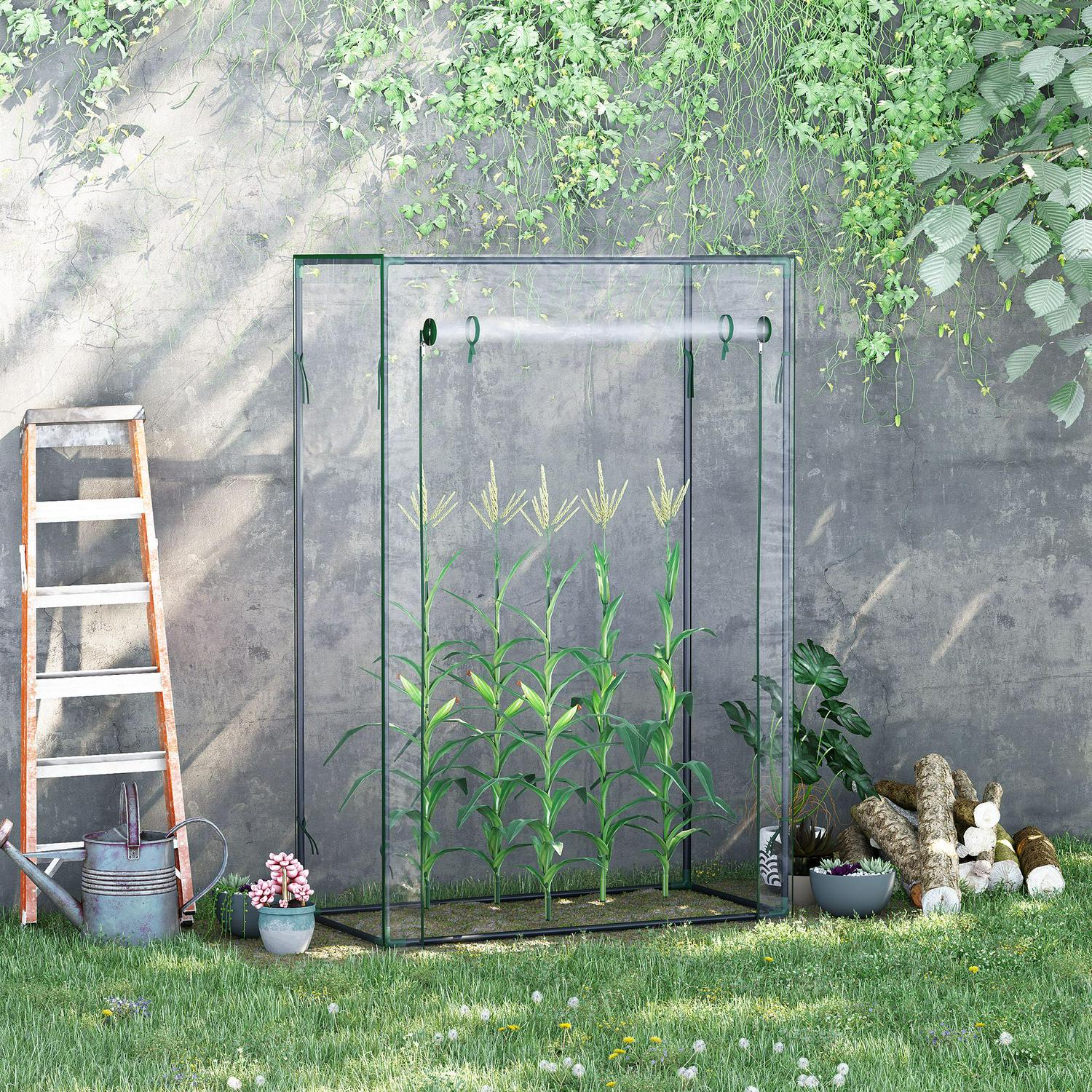 Greenhouse Steel Frame PVC Cover With Roll-up Door Outdoor For Backyard, Balcony, Garden, Green (100 X 50 X 150)cm