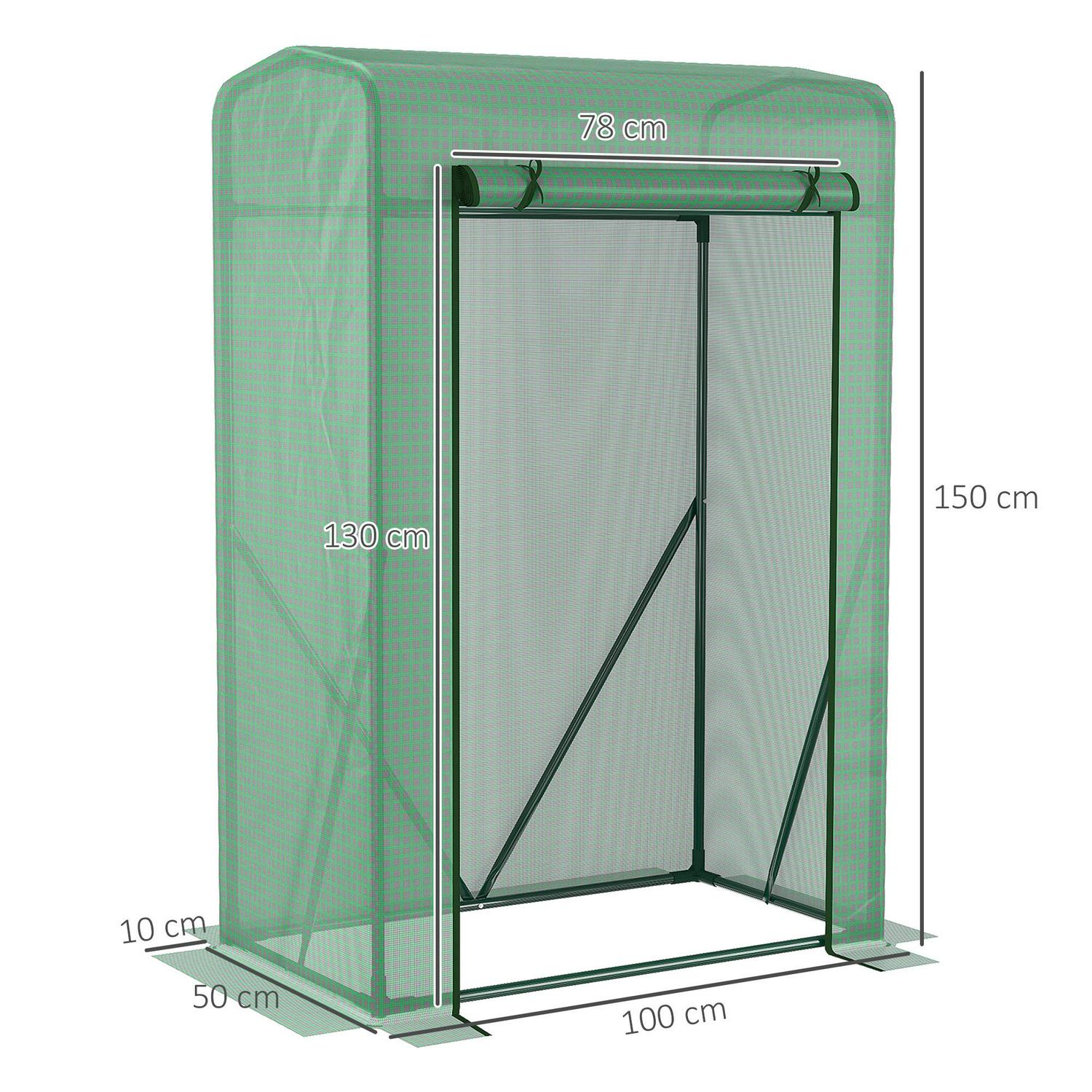 PVC Grid Cover Steel Frame Greenhouse Green (100x50x150)cm