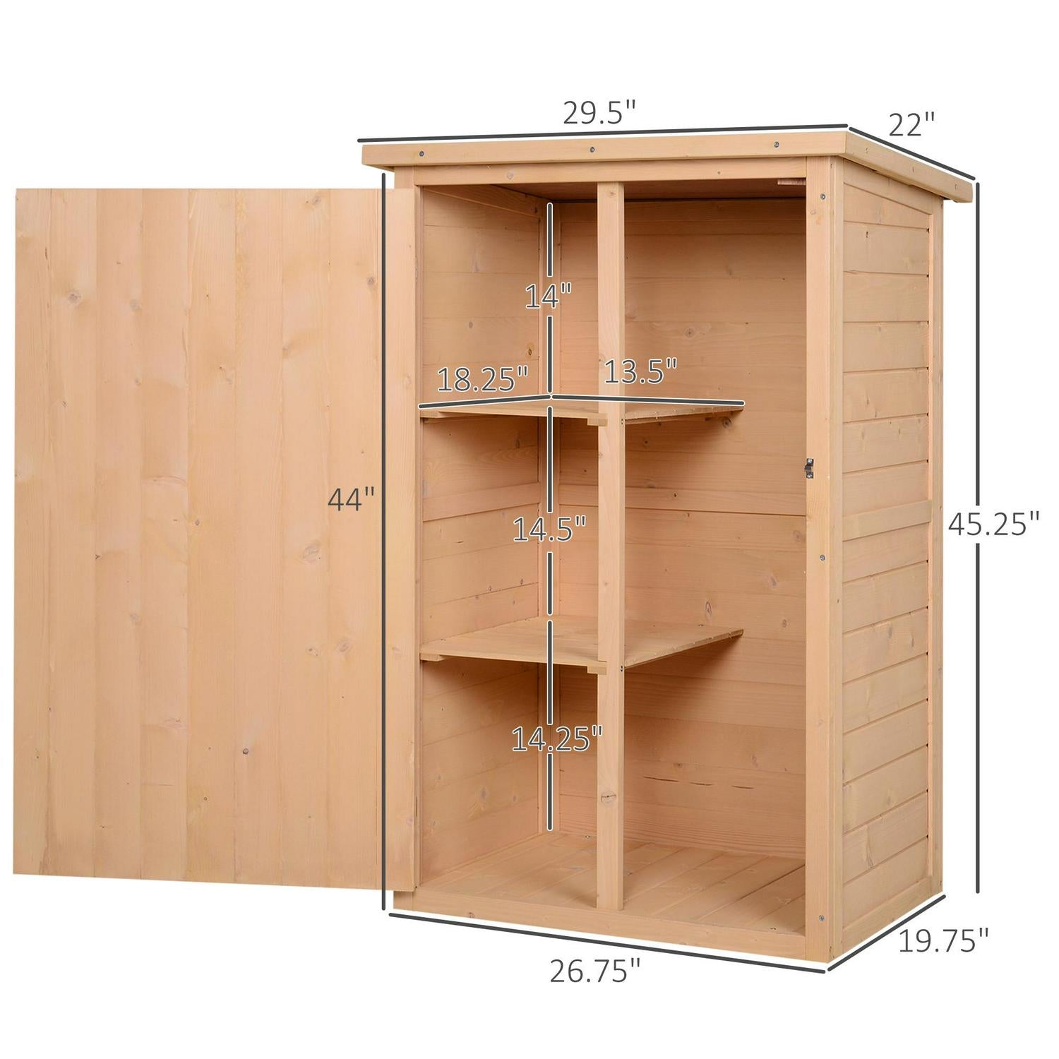 Small Fir Wood Garden Storage Shed With Shelves 1.8 X 2.4ft