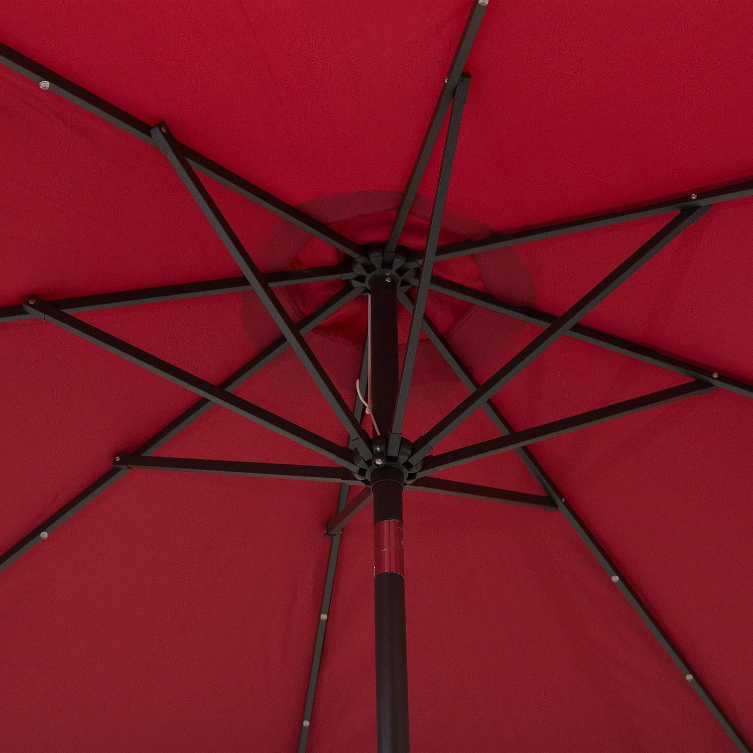 24 LED Solar Powered Parasol Umbrella-Wine Red