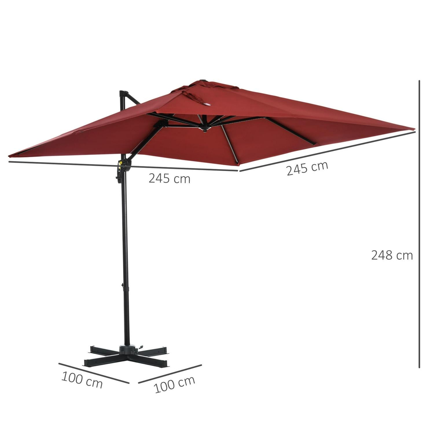 Patio Offset Parasol Umbrella Cantilever - Wine Red