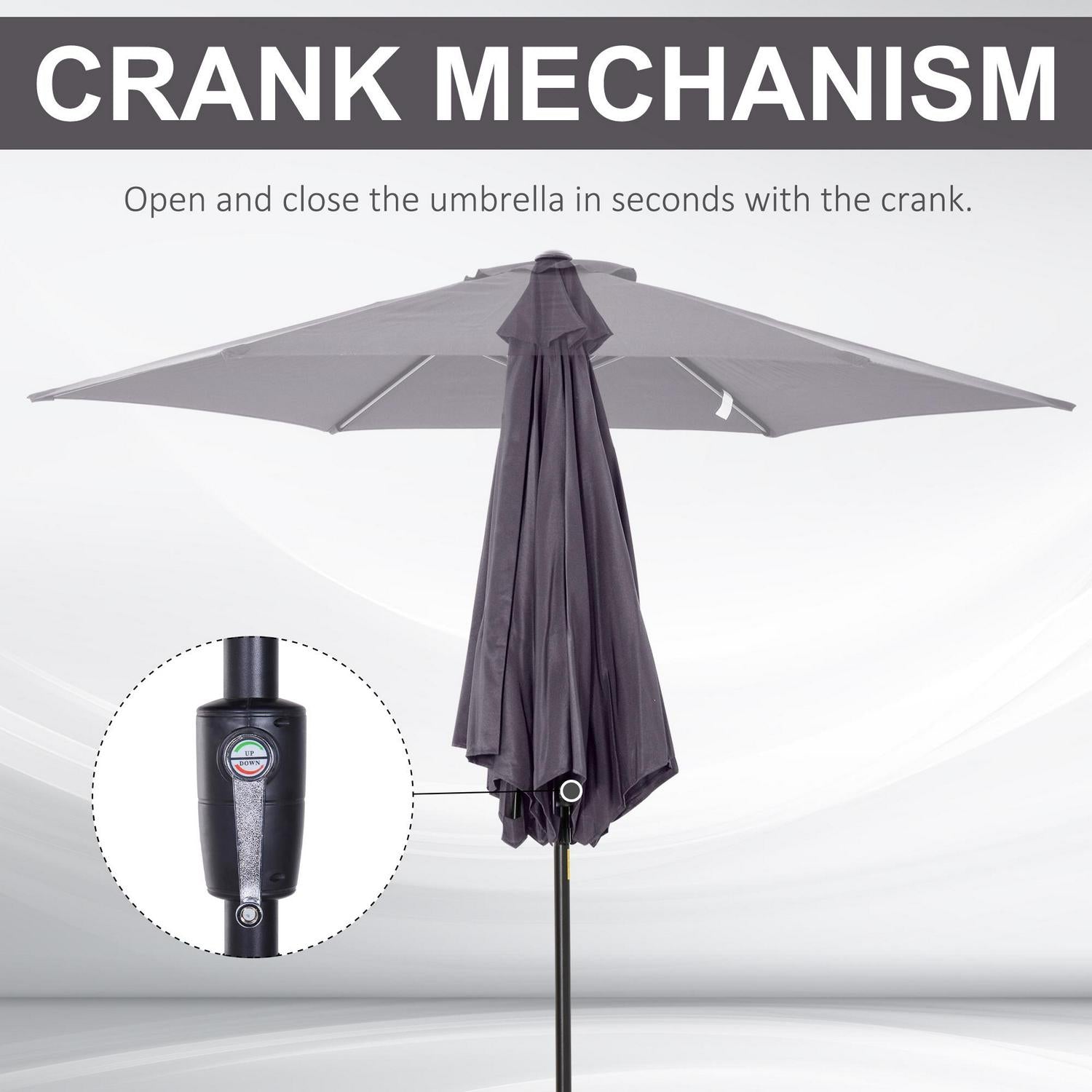 2.7 M Patio Umbrella, Aluminum Frame-Grey