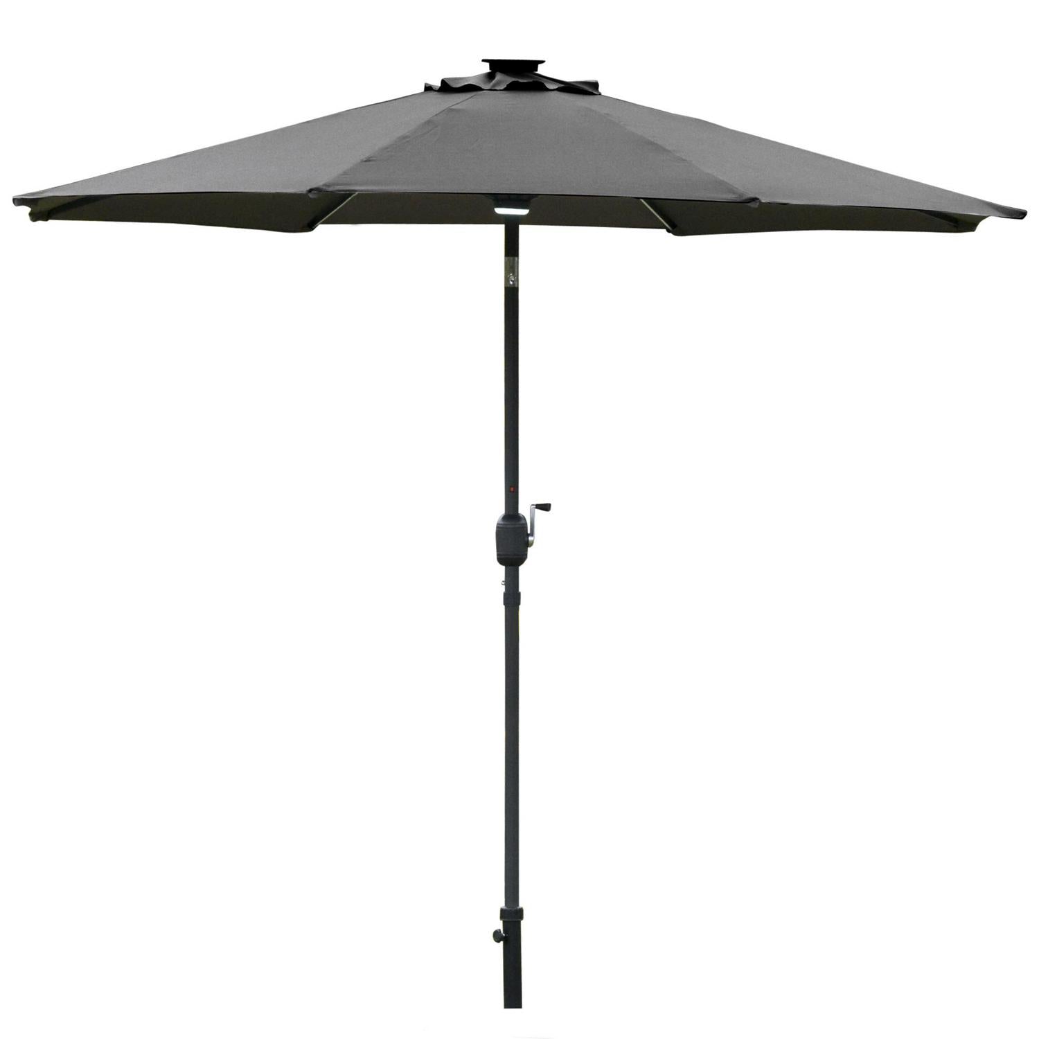 2.7m Garden Parasol Umbrella W/ LED Solar Light Angled Canopy Grey