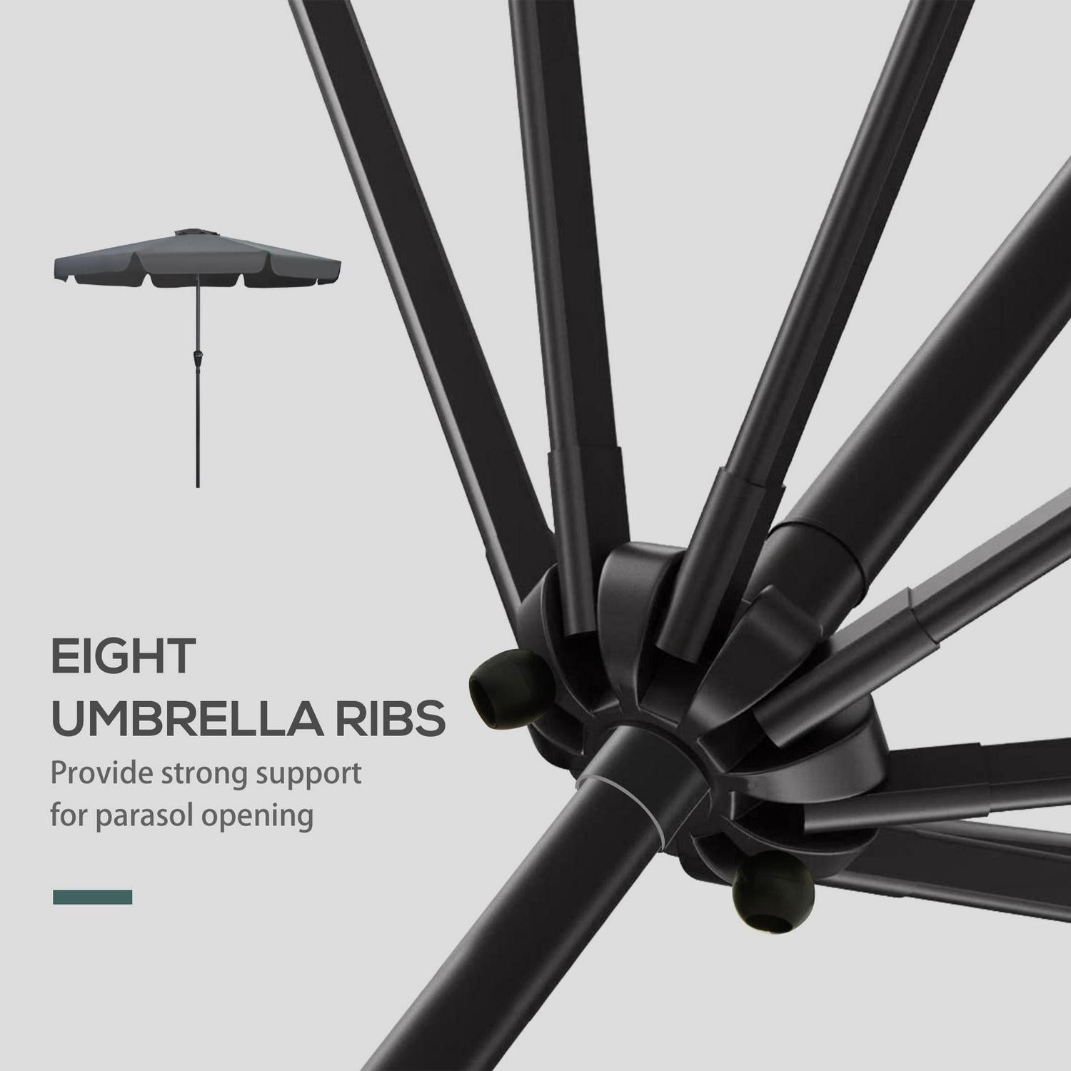 Patio Parasol Garden Umbrellas Outdoor Shade Table With Tilt- Black