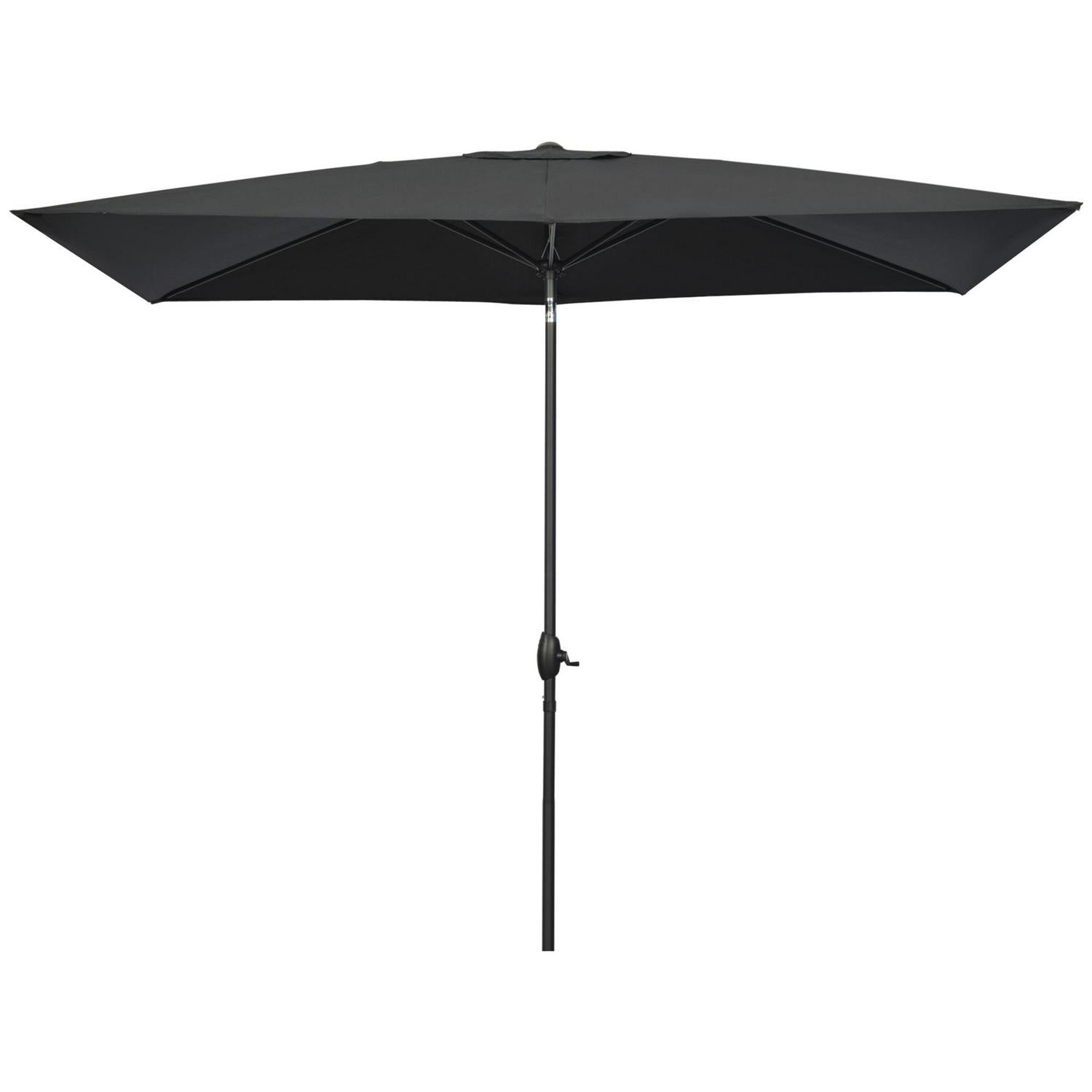 Garden Parasols Umbrellas Rectangular Patio Market Outdoor Shade- Black