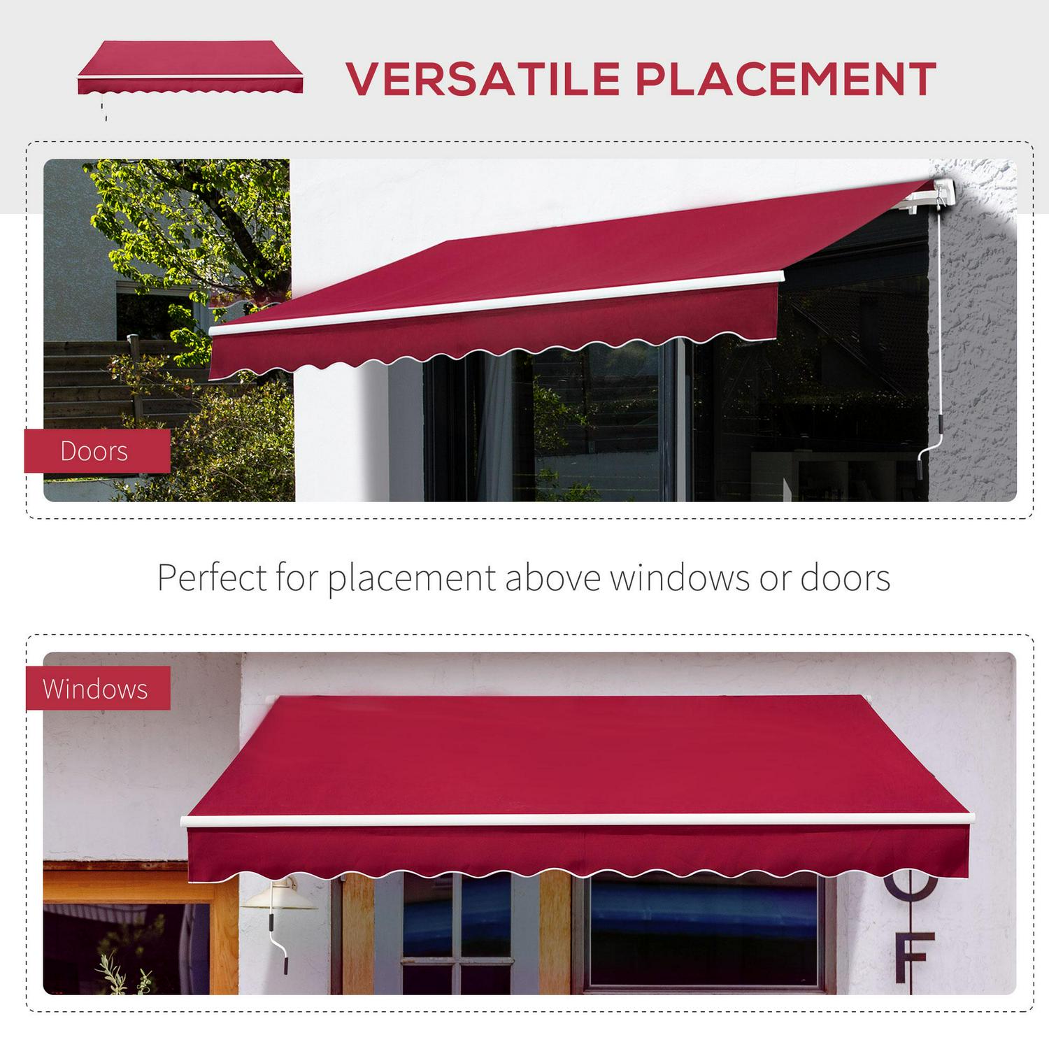 Manual Awning Canopy Retractable Shade Shelter For Garden Patio
