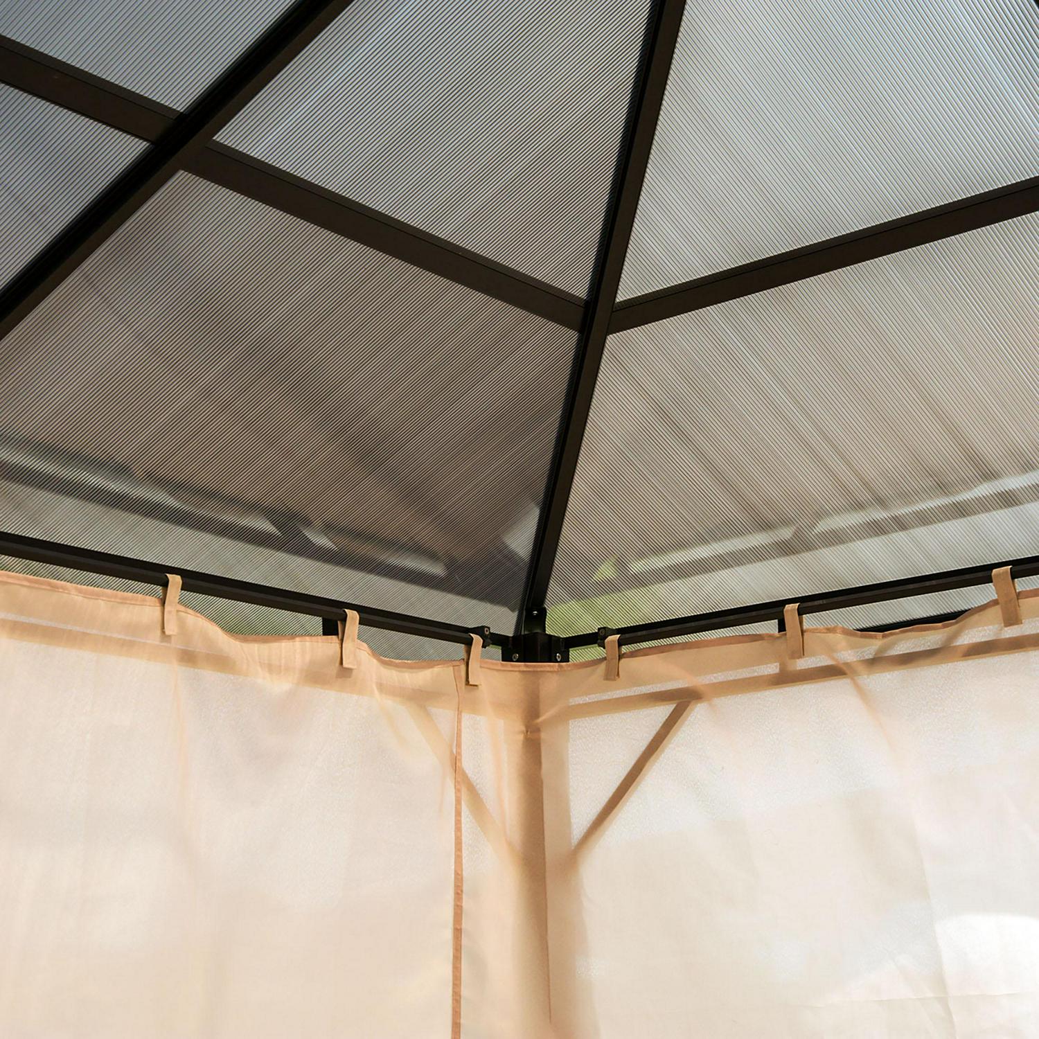 Hardtop Gazebo Canopy With Polycarbonate Roof - Brown
