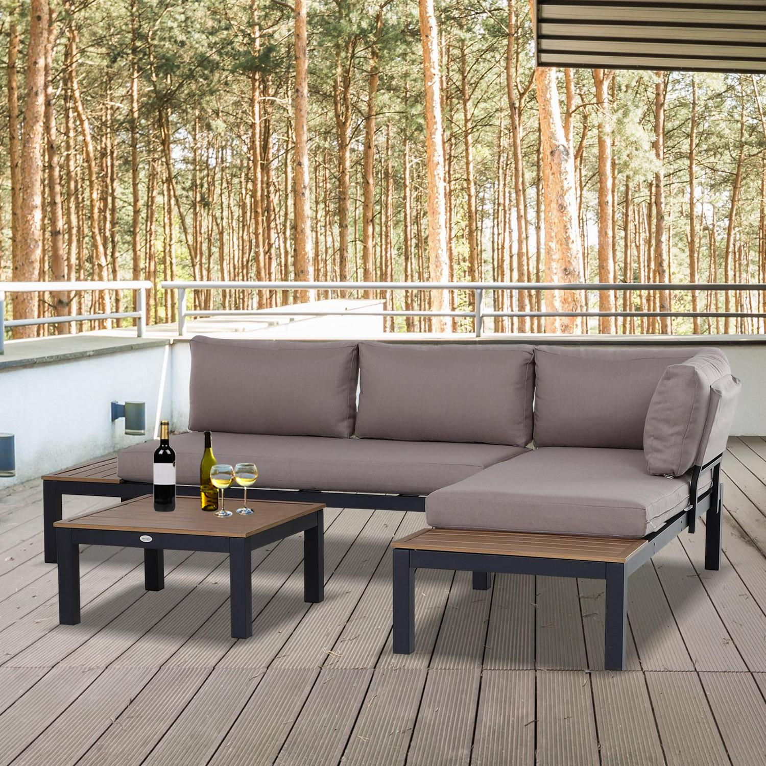 3 PCs Garden Outdoor Sectional Corner Sofa Lounge