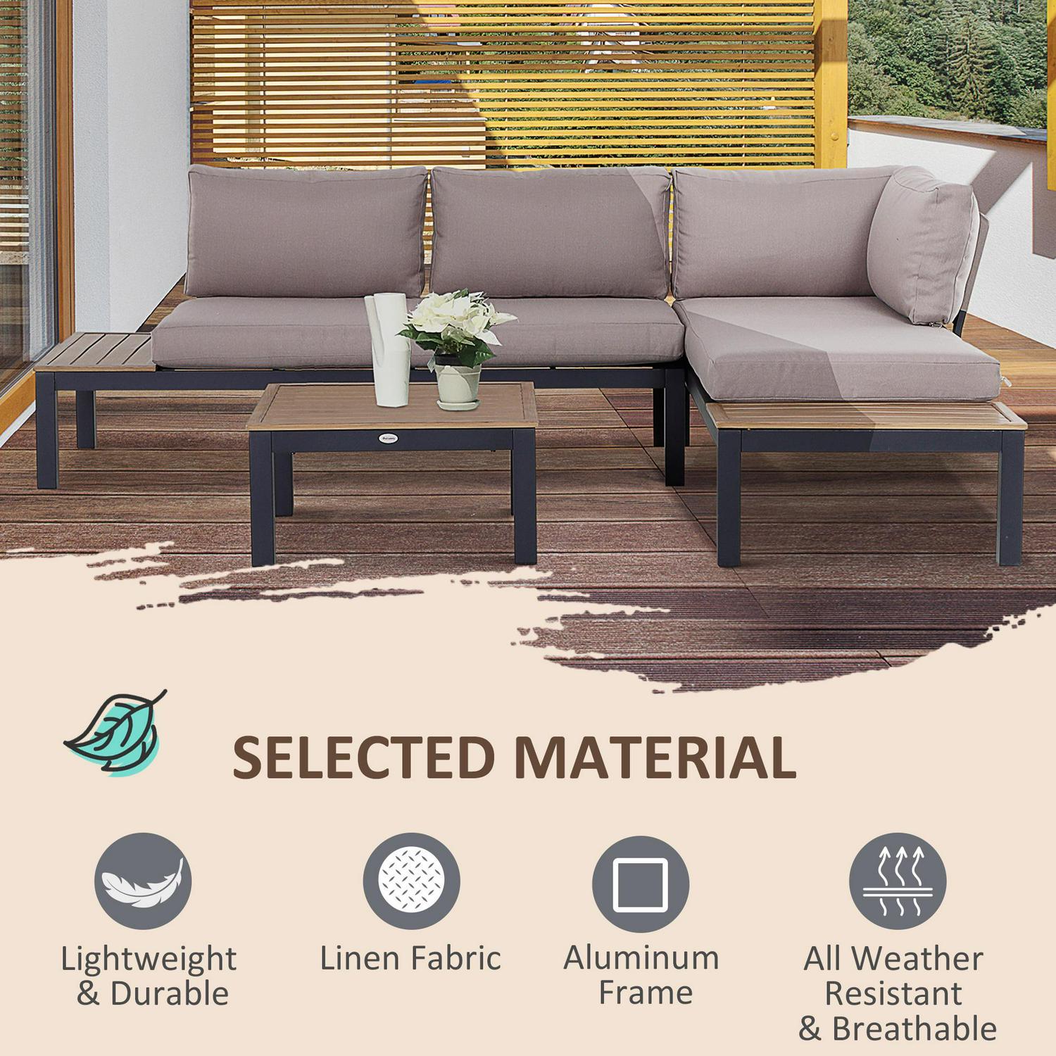 3 PCs Garden Outdoor Sectional Corner Sofa Lounge