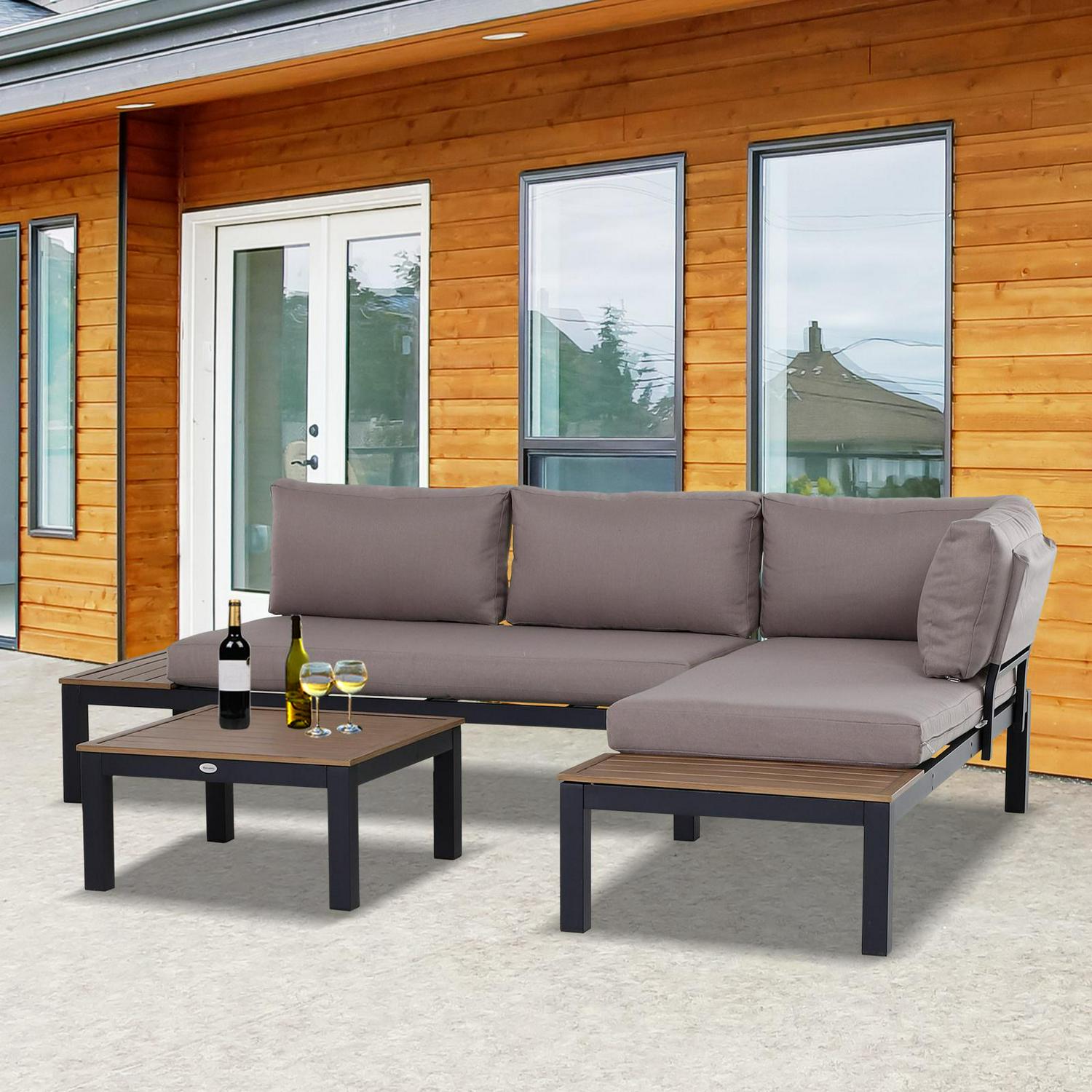 3 PCs Garden Outdoor Sectional Corner Sofa Lounge
