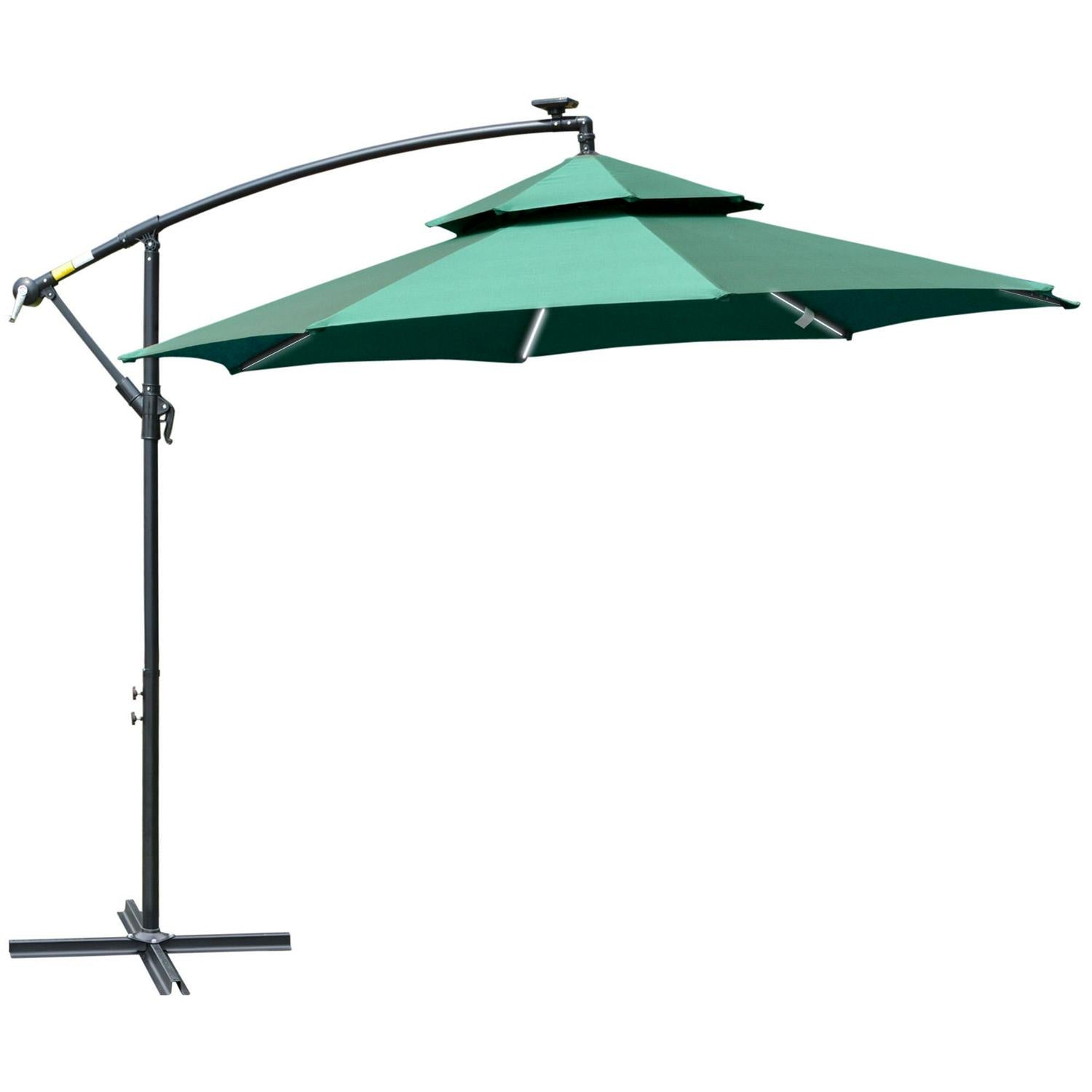 Cantilever Banana Parasol Hanging Umbrella With Double Roof- Green