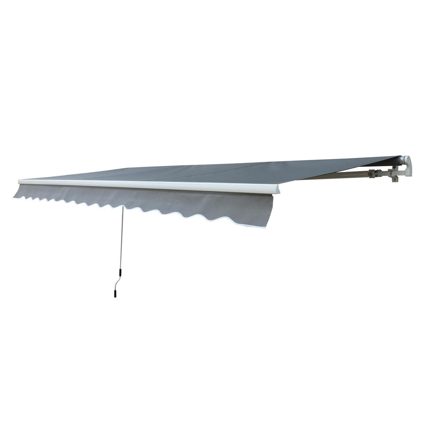 3 X 2.5m Manual Awning Canopy Sun Shade Shelter Retractable For Garden Grey