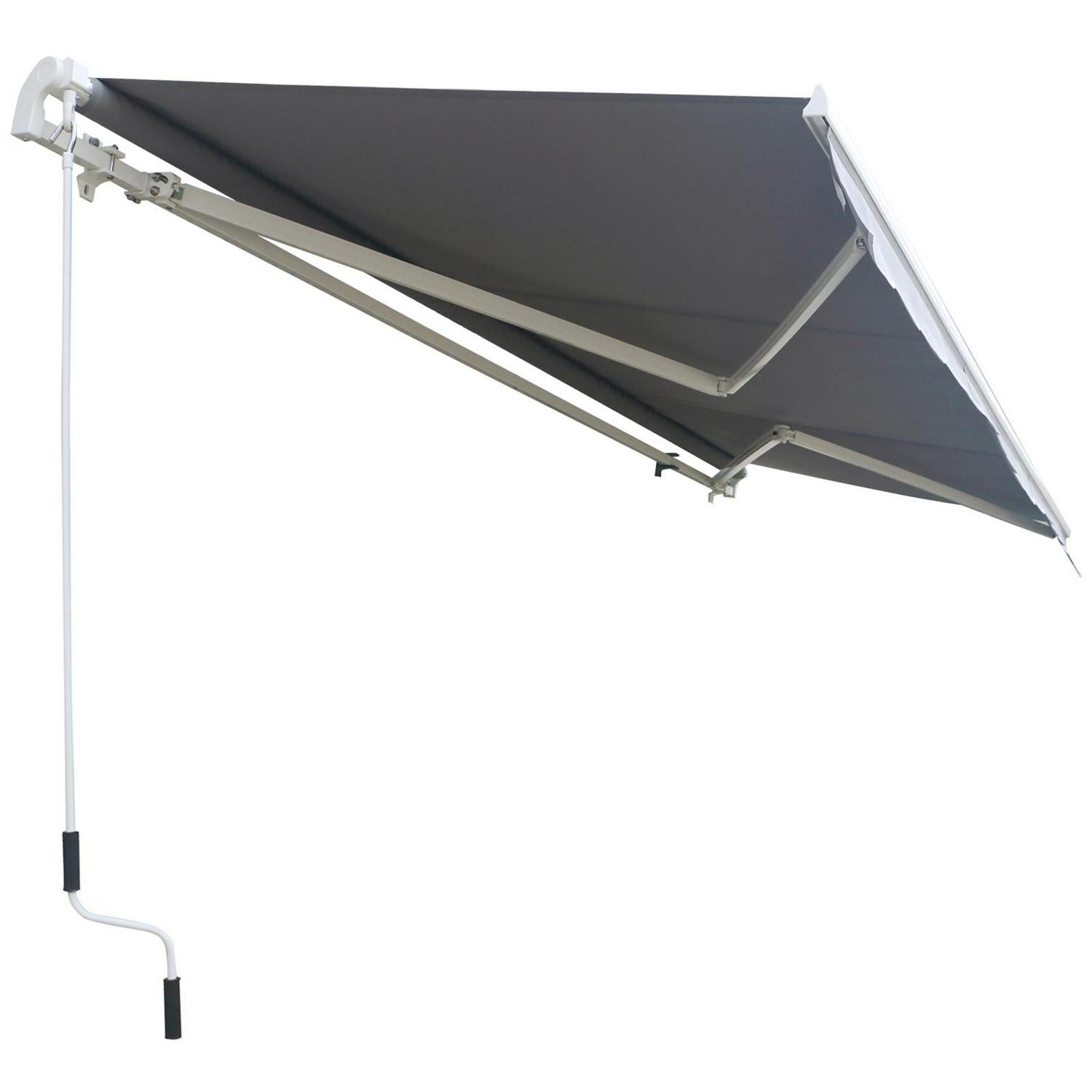 3 X 2.5m Manual Awning Canopy Sun Shade Shelter Retractable For Garden Grey