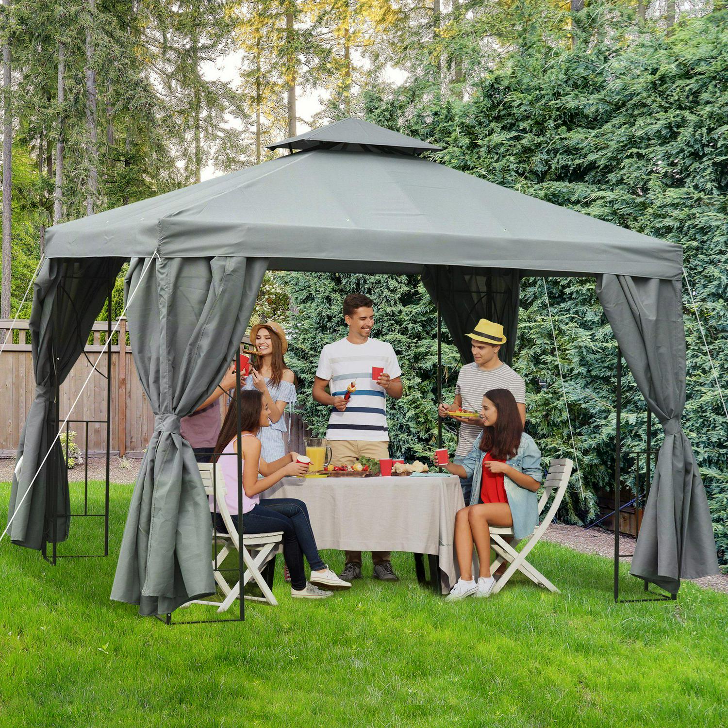 Metal Gazebo Garden Marquee Patio Tent Pavilion Canopy Shade Shelter