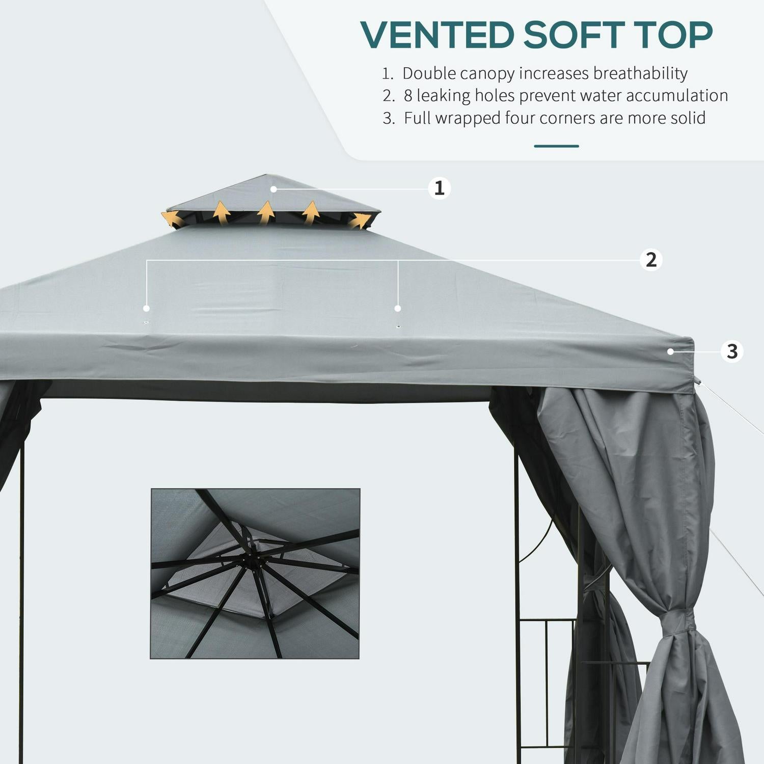 Metal Gazebo Garden Marquee Patio Tent Pavilion Canopy Shade Shelter