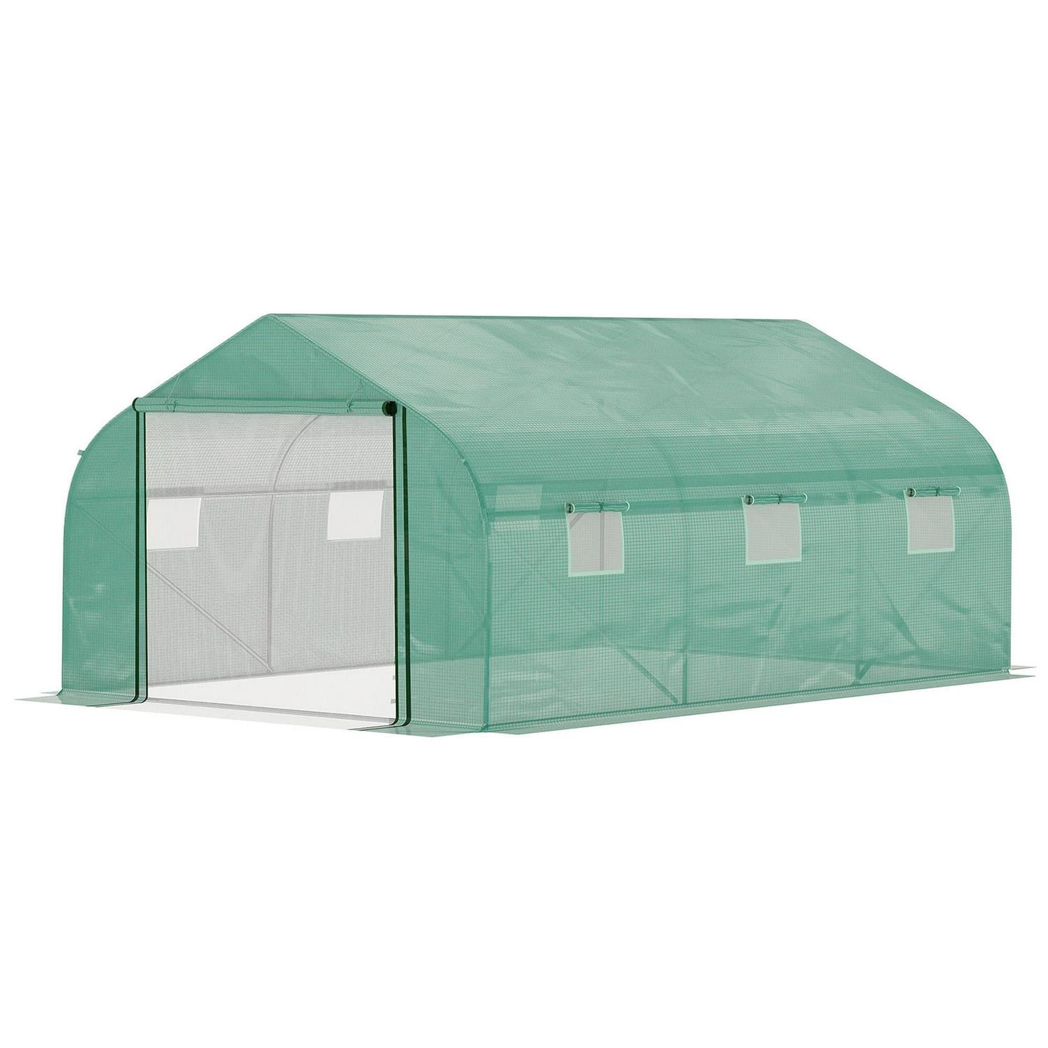 Walk-in Tunnel Greenhouse W/ Roll Up Door And 6 Windows (4.47 X 3 X 2)m