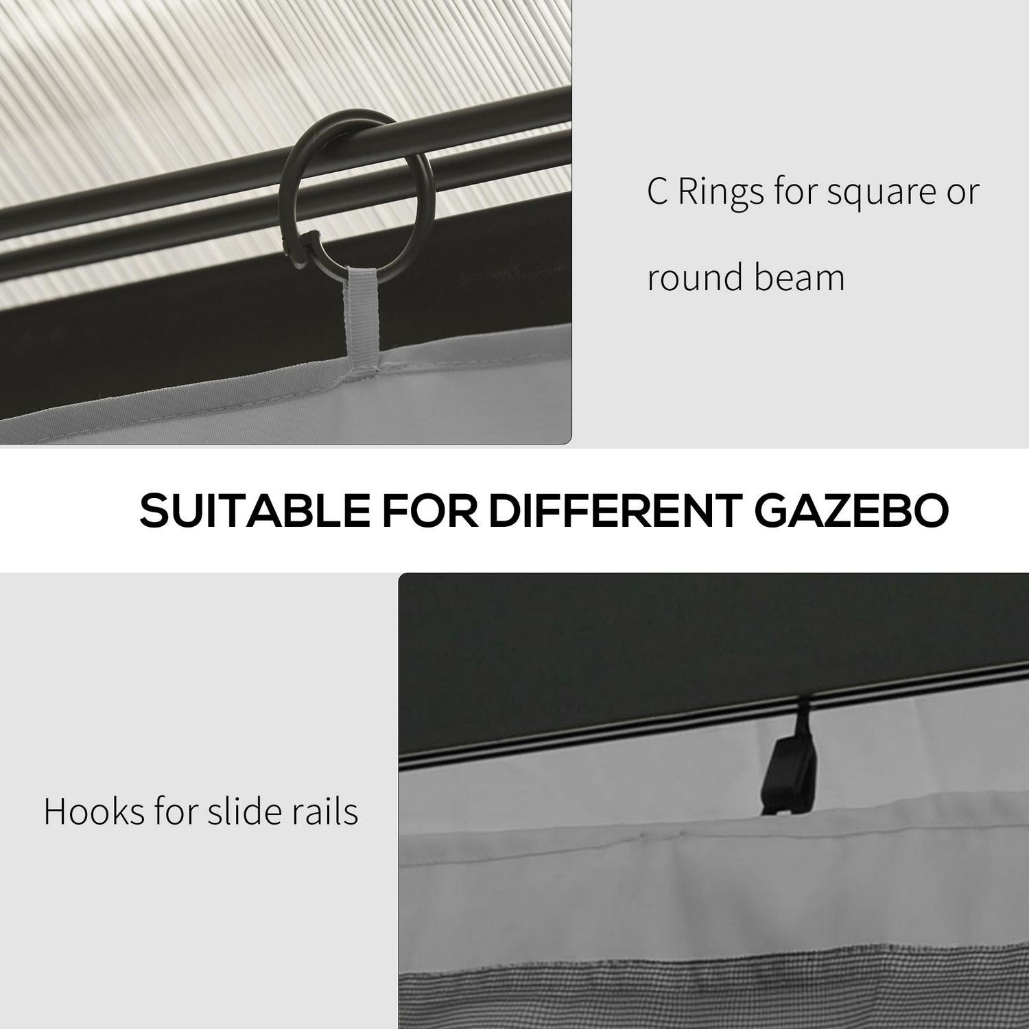 4 Pack Universal Gazebo Replacement Sidewalls Privacy Panel - Light Grey