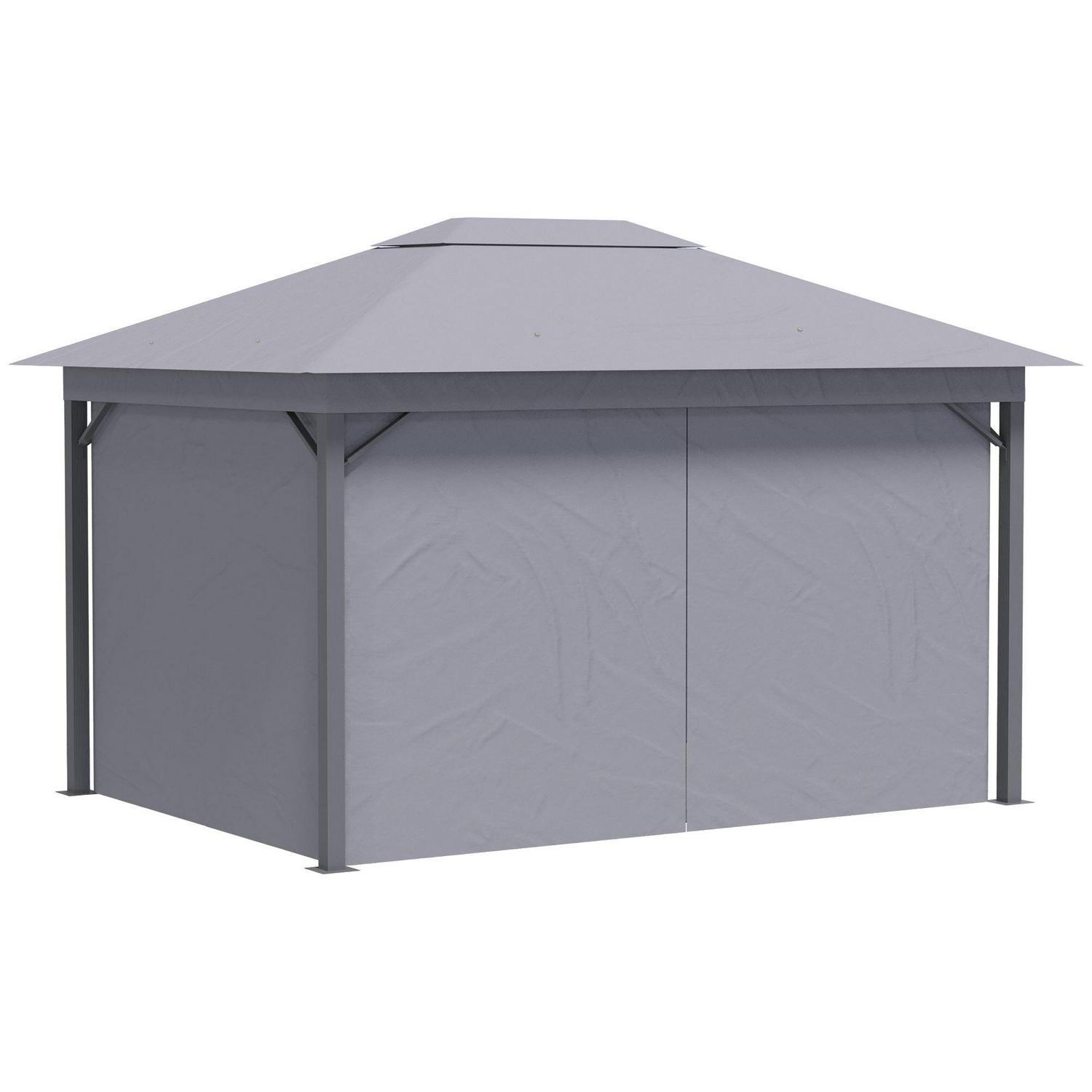 Patio Gazebo Canopy Garden Tent Shelter With Vented Roof-Grey