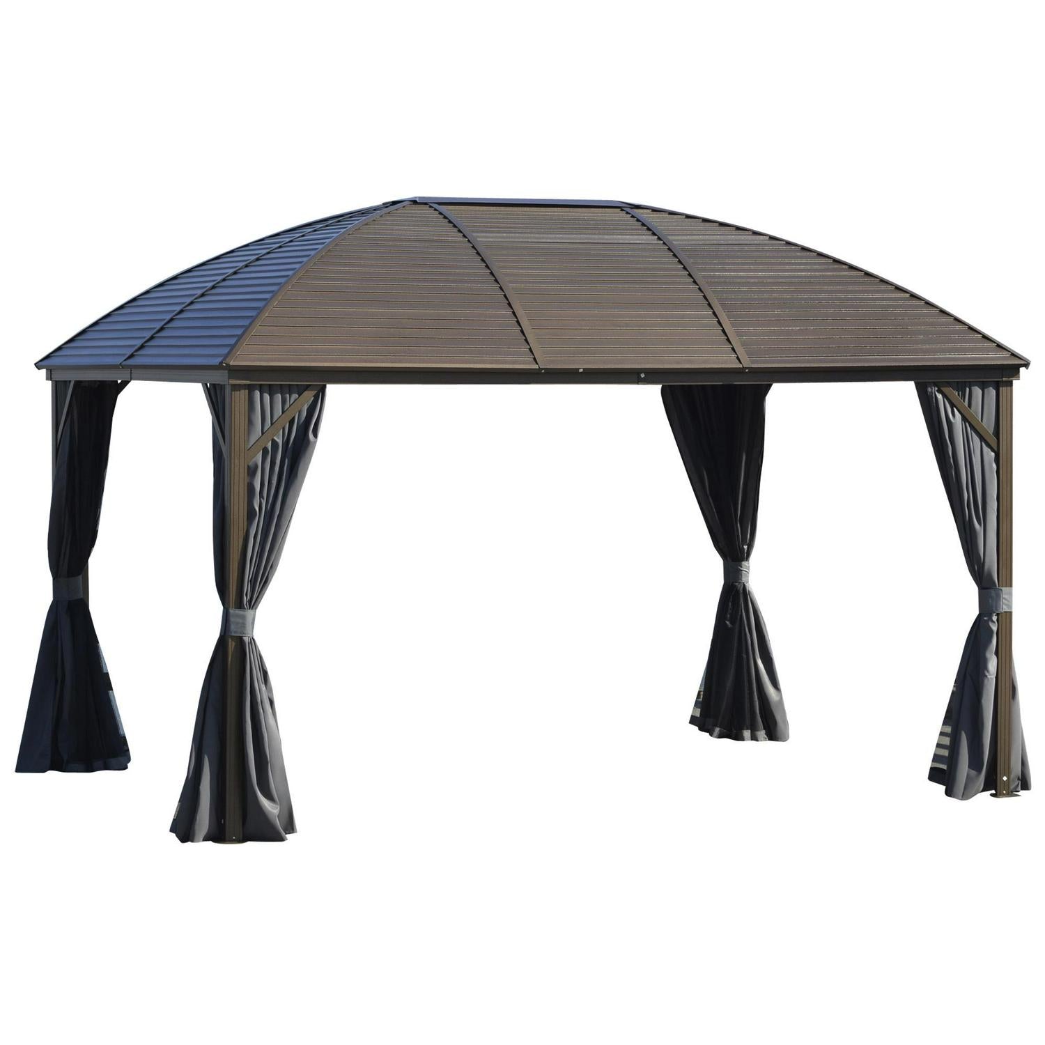 Patio Aluminium Gazebo Hardtop Metal Roof Canopy Party Tent - Dark Grey