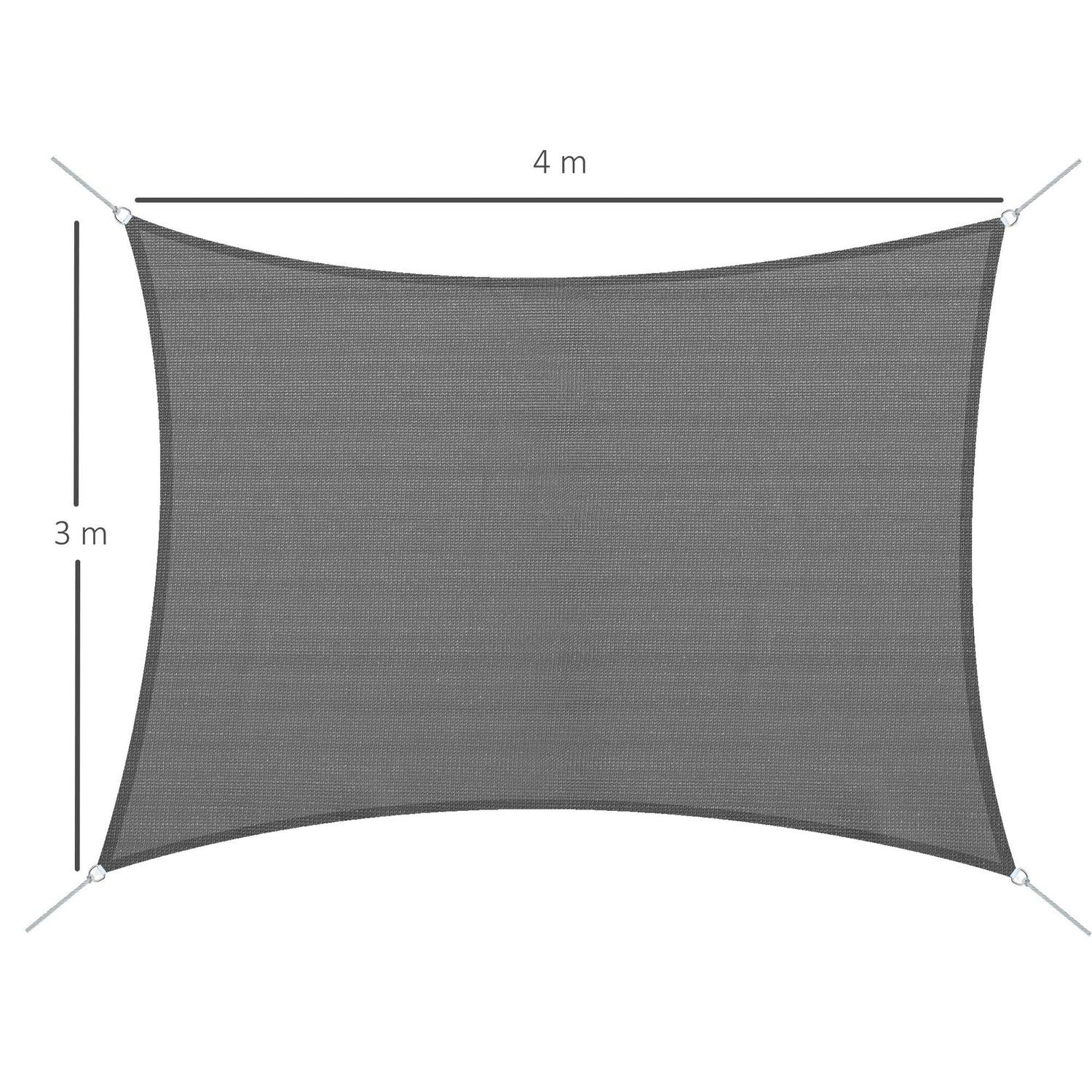 Shade Sail Rectangle Canopy Outdoor Sunscreen Awning - Charcoal Grey