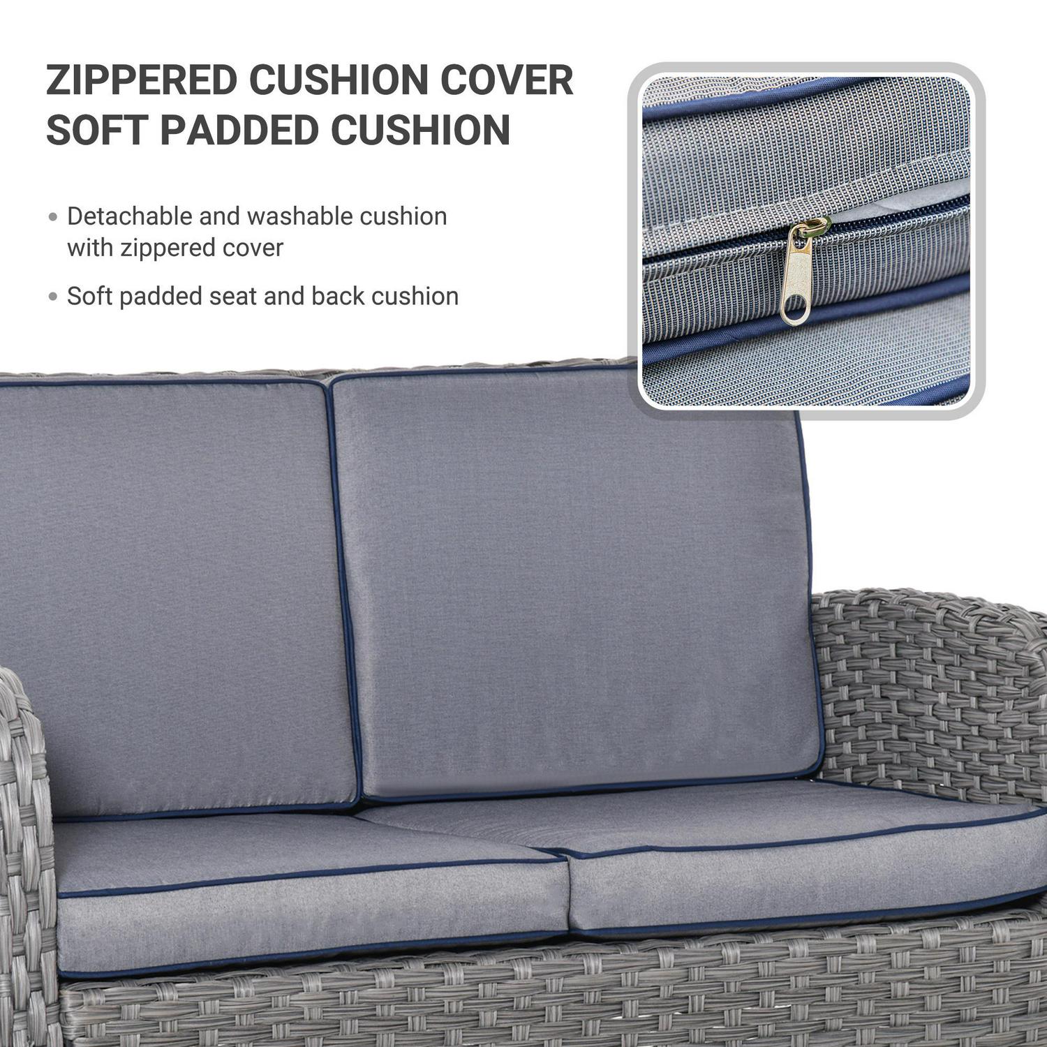 6 PCS Outdoor Patio Rattan Dining Table Sets- Grey