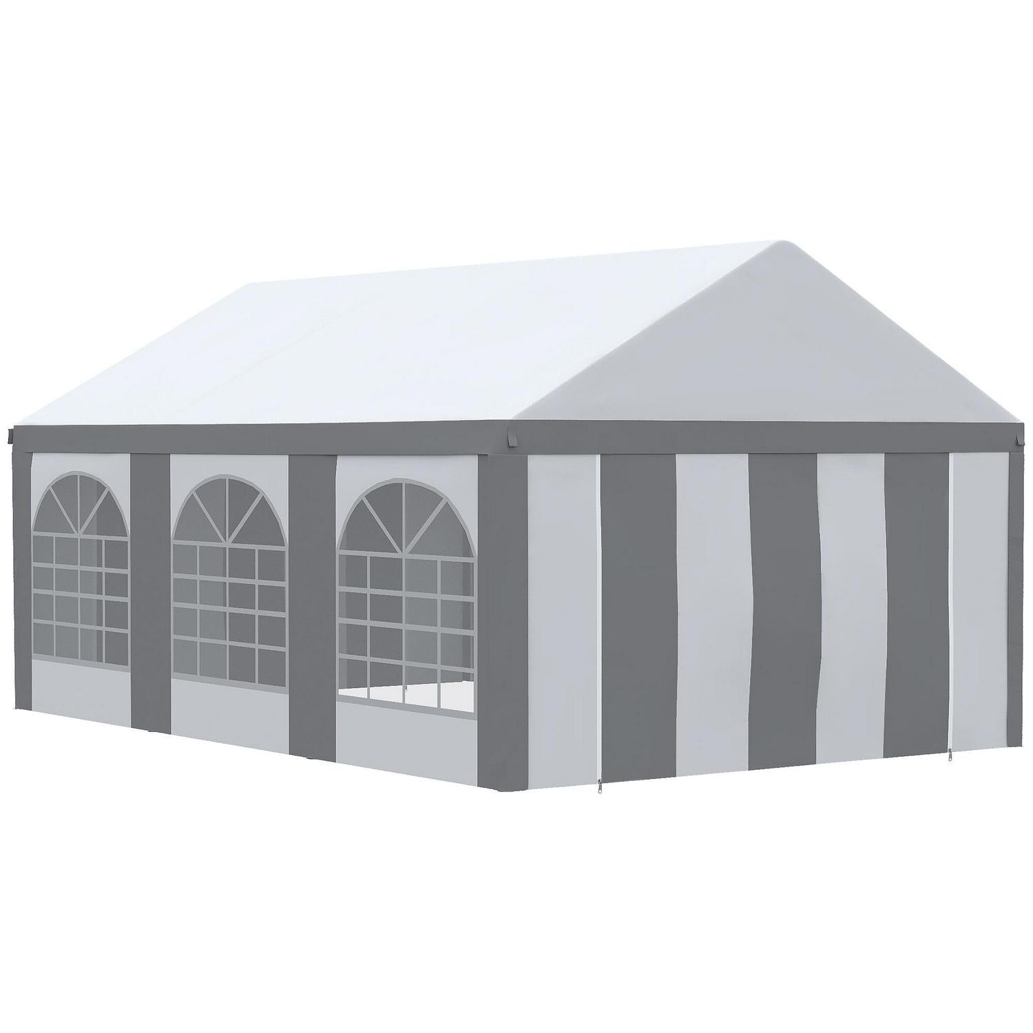 Galvanised Party Tent, Marquee Gazebo With Sides- White Grey