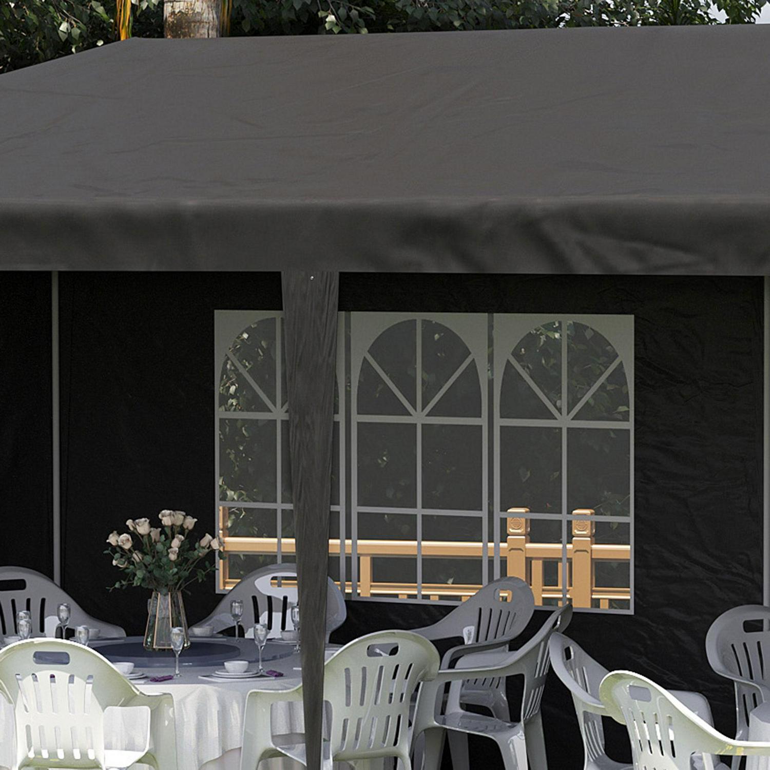 6m X 3m Gazebo Canopy Garden BBQ Party Patio Tent Camping Shade Black