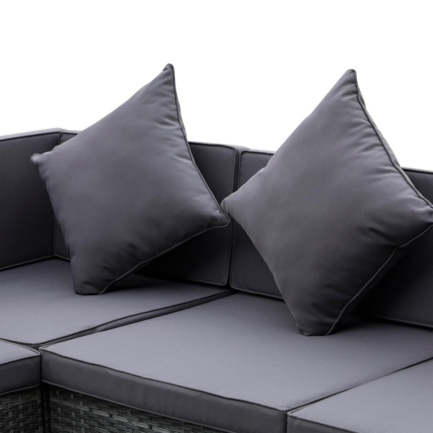 7 Pieces Patio Wicker Sofa Set - Grey