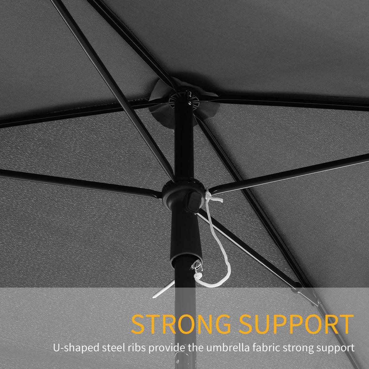 Aluminium Umbrella Parasol, 200Lx125Wx235H Cm-Grey