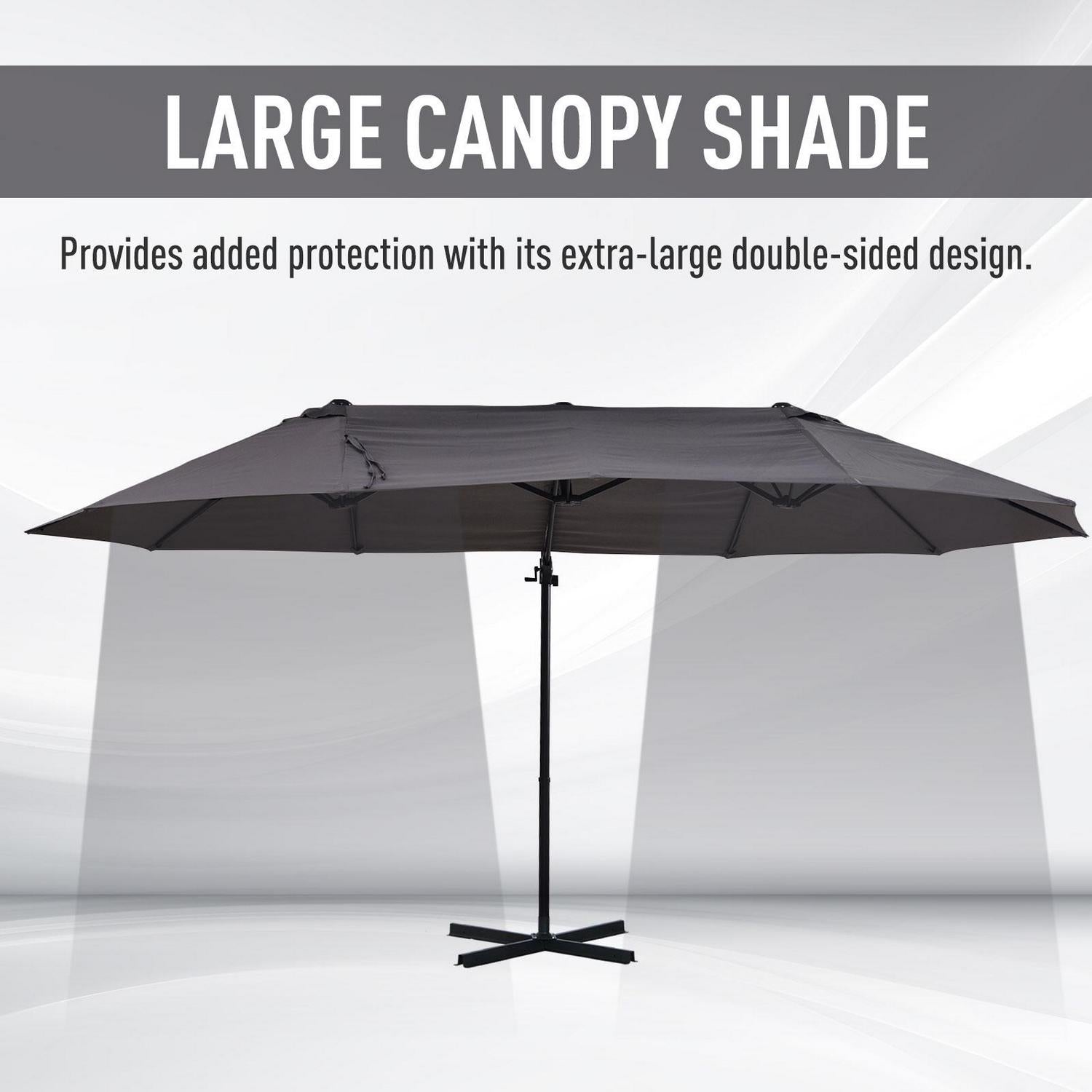 Double Canopy Offset Parasol Umbrella - Grey