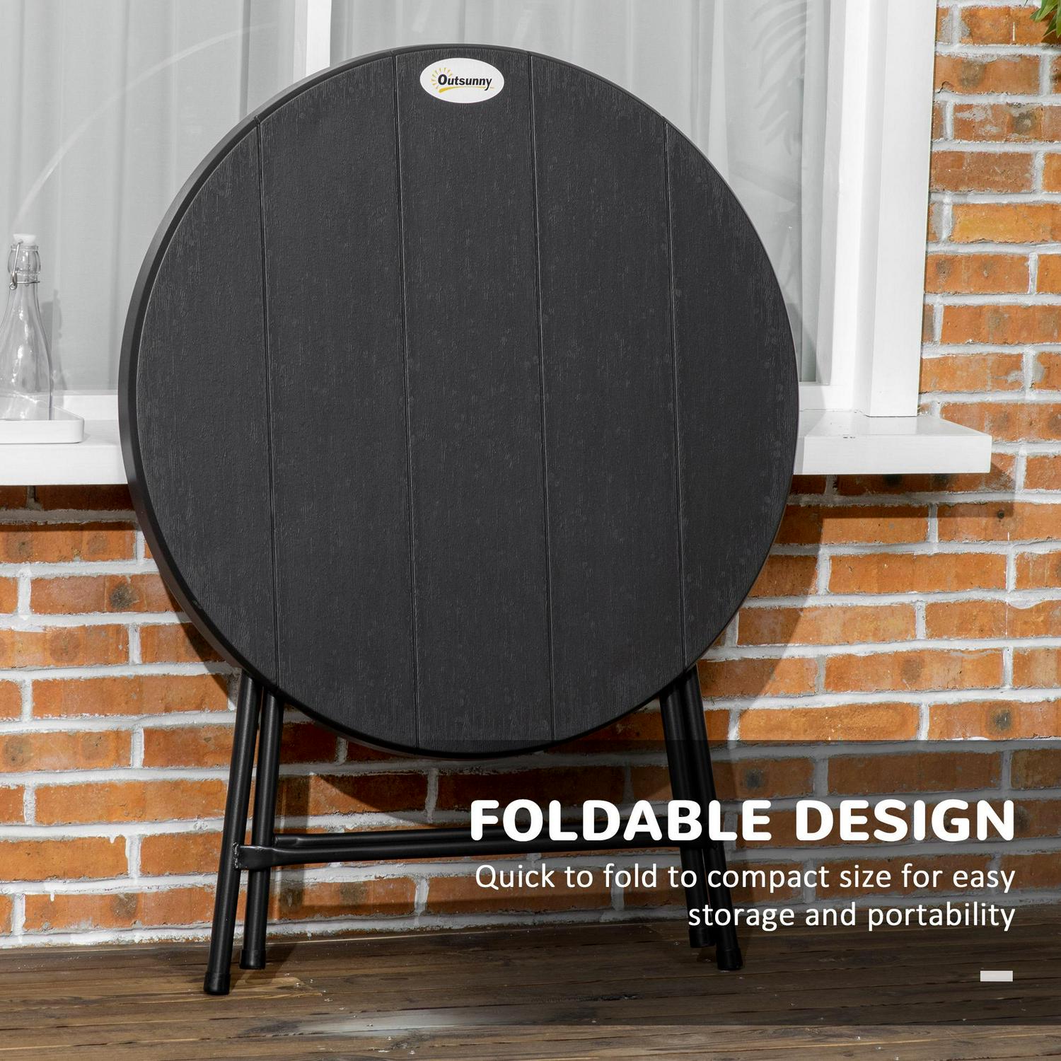 Foldable Round Garden Table- Dark Grey